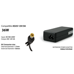 Alimentatore 12V 3A 36W Spinotto: 4.8 x 1.7mm Compatibile Asus