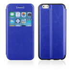 Custodia in Ecopelle Blu e TPU Nero con View per Apple iPhone 6 Plus 5.5"