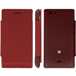 Custodia in PVC e Ecopelle Rossa Flip Cover per Sony Ericsson Xperia Miro ST23i