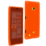 Custodia in TPU Arancione e Flip Cover per Nokia Lumia 720