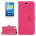 Custodia TPU Ecopelle con Carte di Credito Fucsia, Huawei Y6 II LYO-L21, Antigraffio