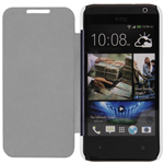 Custodia in PVC e Ecopelle Bianca Flip Cover per HTC Desire 300 Zara Mini