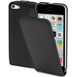 Custodia Flip Flap Verticale Celly Elegante per iPhone 5C in Ecopelle Nero