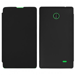 Custodia in PVC e Ecopelle Nera Flip Cover per Nokia X+