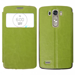 Custodia in Ecopelle Slim View con Holder Verde per LG G3 (D855)