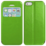 Custodia in Ecopelle Slim View con Holder Verde per Apple iPhone 5 / 5S