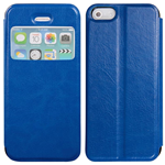 Custodia in Ecopelle Slim View con Holder Blu per Apple iPhone 5 / 5S