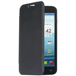 Custodia in Ecopelle e PVC Spazzolato Flip Cover Nero per Mediacom PhonePad Duo G500