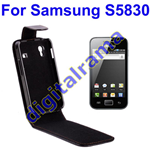 Custodia in Ecopelle Nera per Samsung S5830 Galaxy Ace