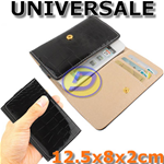 Custodia universale portafoglio ecopelle nera effetto coccodrillo per smartphone 4.5''
