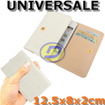 Custodia universale portafoglio ecopelle bianca effetto coccodrillo per smartphone 4.5''