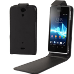 Custodia in Ecopelle Nera per Sony Xperia V / Lt25i