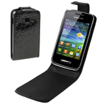 Custodia in Ecopelle Simil Coccodrillo Nero x Samsung S5380 Wave Y