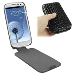 Custodia in Ecopelle Nera SimilCoccodrillo x Samsung i9300 Galaxy S3 / SIII