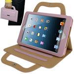 Custodia in Ecopelle Rosa con Holder e maniglie per iPad mini