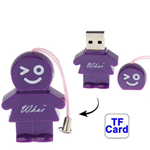 Micro Lettore Viola forma Bimbo da Micro SD T-Flash a USB Card Reader
