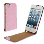 Custodia in Ecopelle Rosa Diamantata Flip Verticale per Apple iPhone 5 / 5S / SE