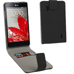 Custodia in Ecopelle Nera con Porta Card e Apertura Verticale per LG Optimus G / E975 / E973
