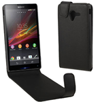 Custodia in Ecopelle Nera Flip Verticale x Sony Xperia ZL / L35h