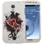 Custodia in TPU Bianco Cuori x Samsung i9505 / i9500 Galaxy S4 / SIV