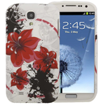 Custodia in TPU Bianco Fiori x Samsung i9505 / i9500 Galaxy S4 / SIV