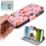 Custodia in Ecopelle Rosa Tulipani + Card x Samsung i9505 / i9500 / Galaxy S4 / SIV