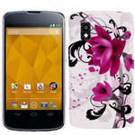 Custodia in PVC Fiori Viola per LG Nexus 4 / E960