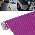 Carta Adesiva Decorativa 3D in PVC Fibra di Carbonio Viola Dim: 127x30cm per Auto e Moto