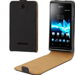 Custodia in Ecopelle Nera Flip Verticale per Sony Xperia E dual / C1605 / C1604