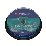 10 DVD-RW 4.7GB 4X 120min Riscrivibili Verbatim